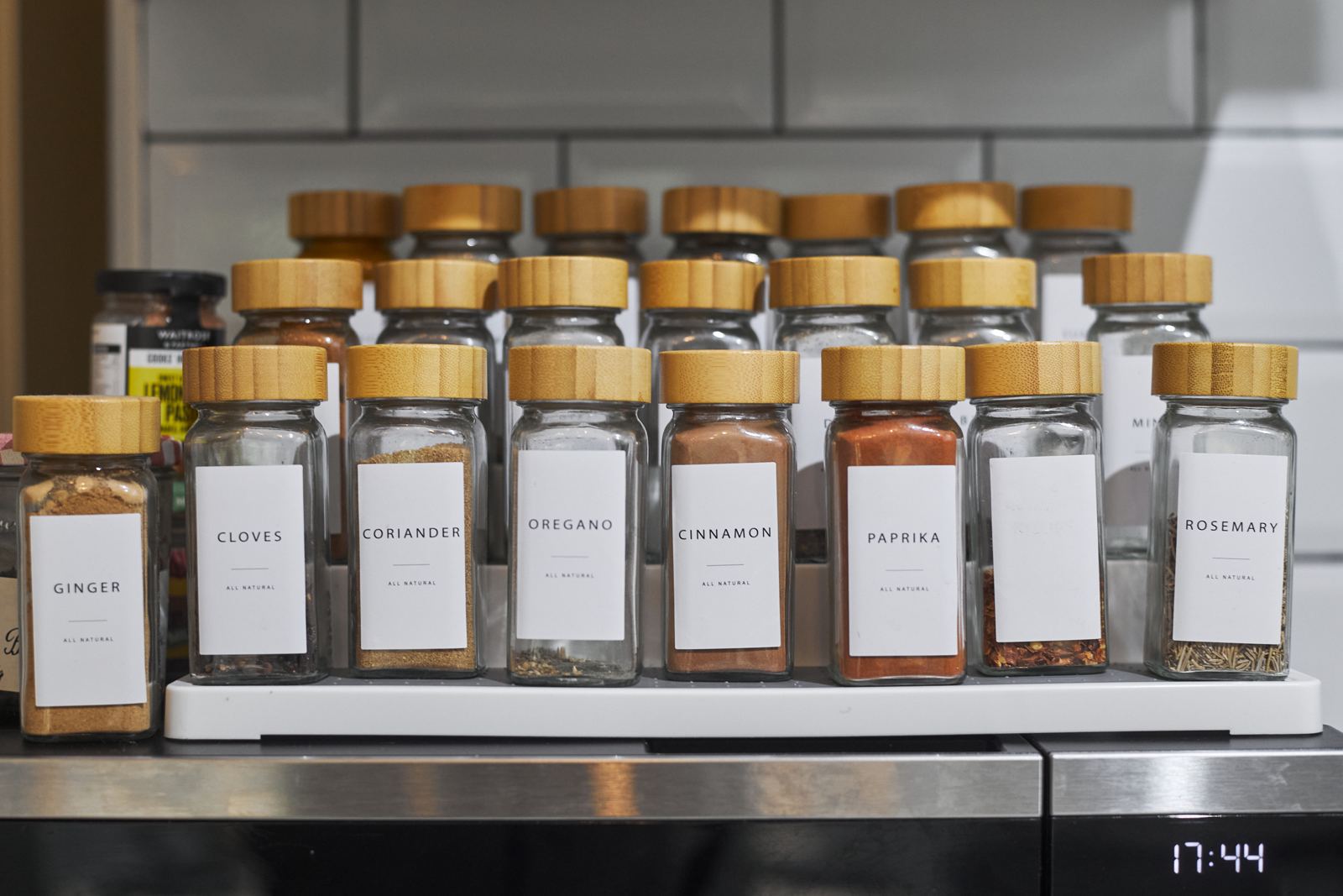 Spice jars in the kitchen