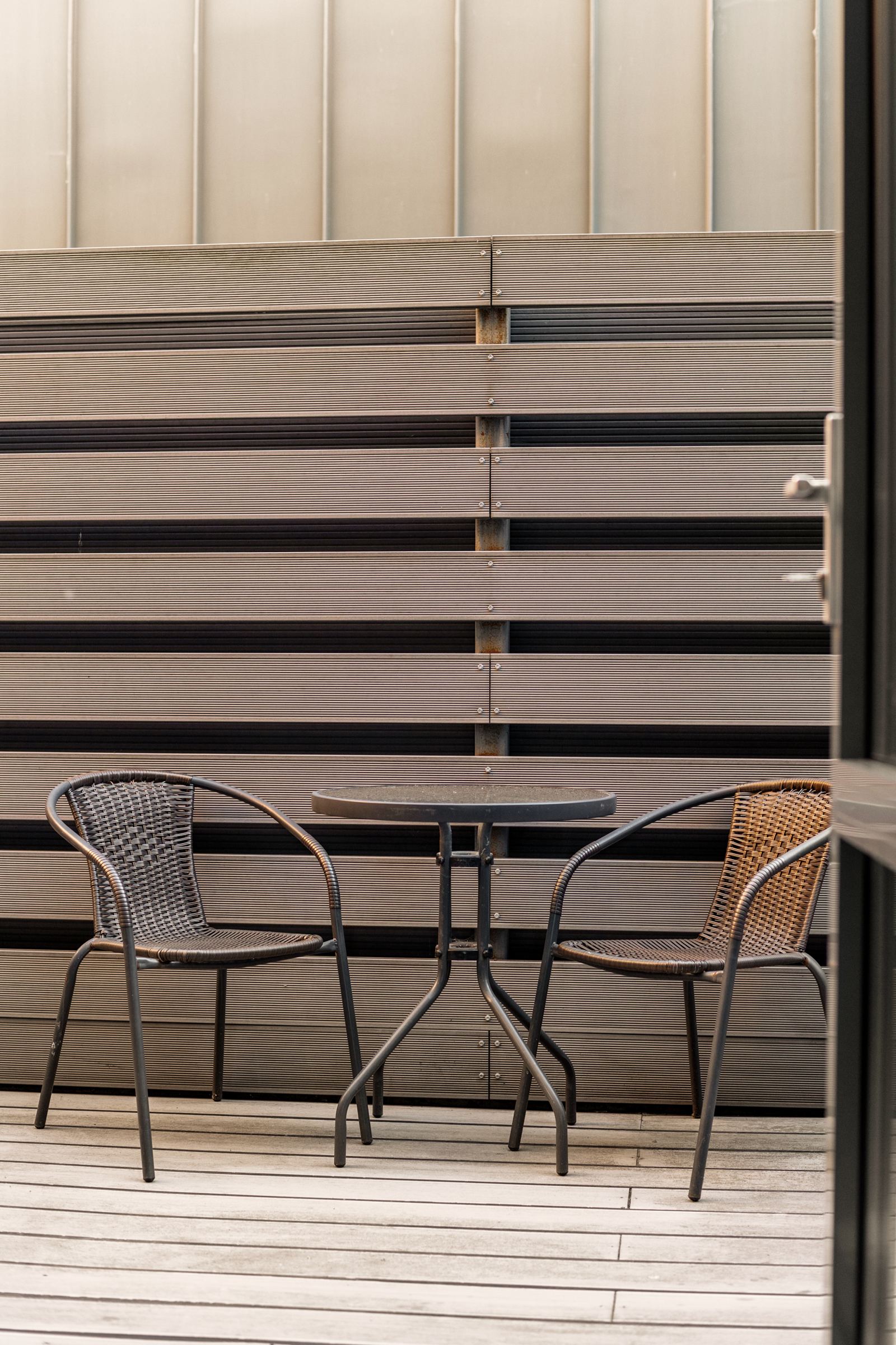 Terrace with bistro table and chairs
